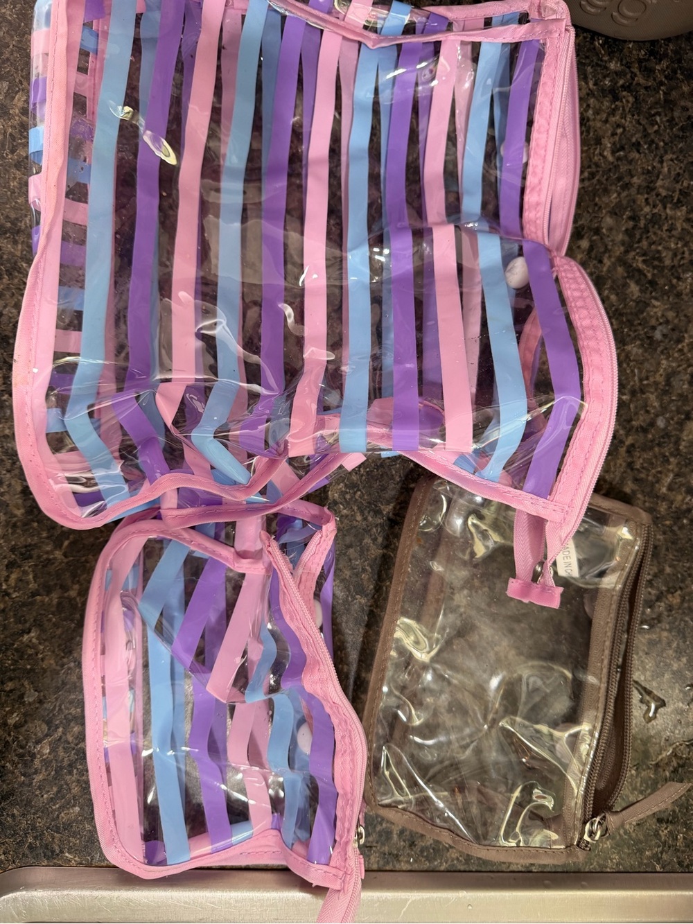 Gray Tote Bag with Pink Accessory Set - Picture 2 of 2